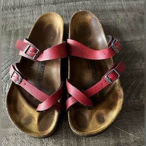 Birkenstock Mayari size 38 regular width in red.